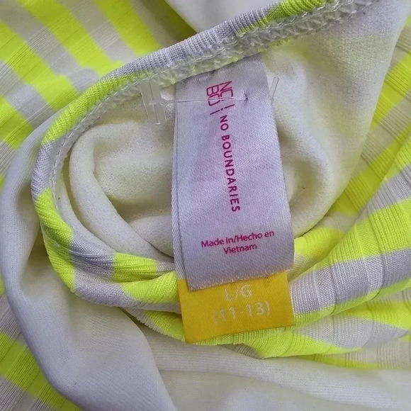 No Boundaries Yellow White Stripes Bathing Suit One Piece Swimsuits Large - Picture 5 of 5